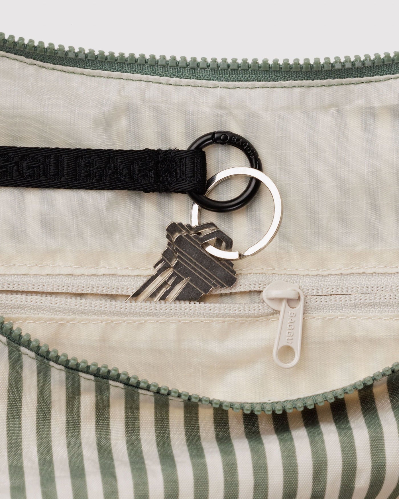Large Nylon Crescent Bag - Sage Stripe - Everyday Pick