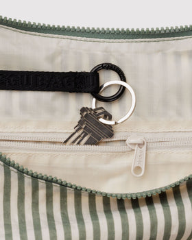 Large Nylon Crescent Bag - Sage Stripe - Everyday Pick