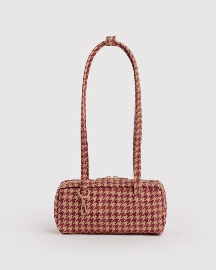 Small Nylon Bowler Bag - Tan Houndstooth / OS