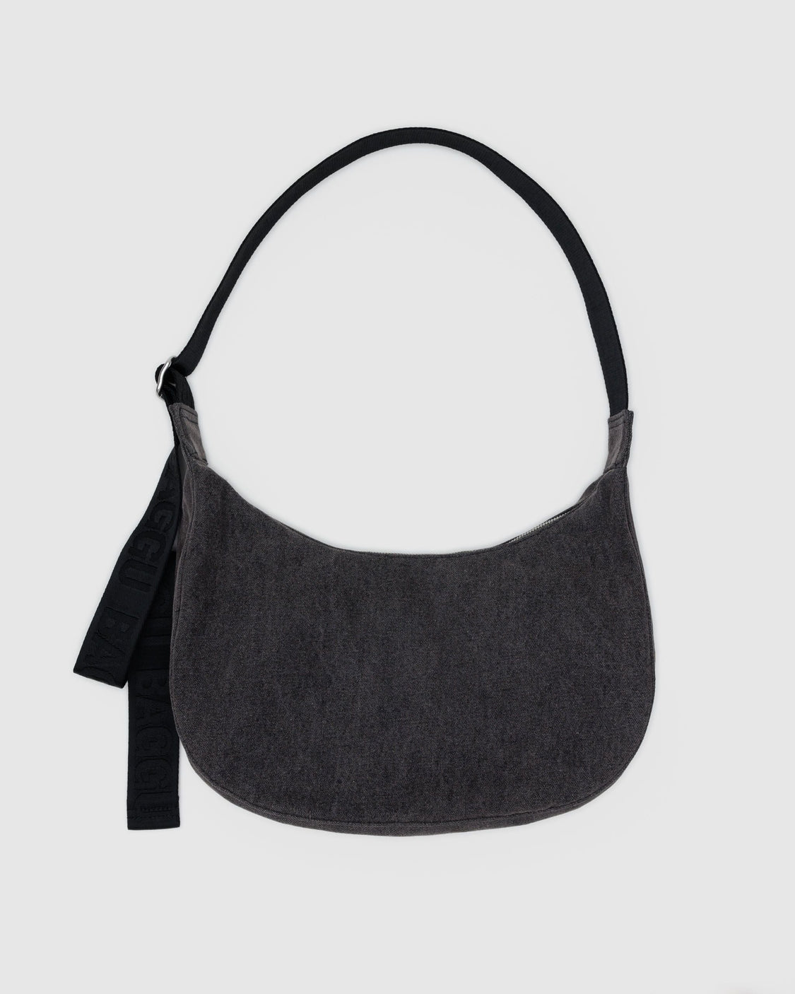 Medium Denim Crescent Bag - Washed Black Denim - On The Go