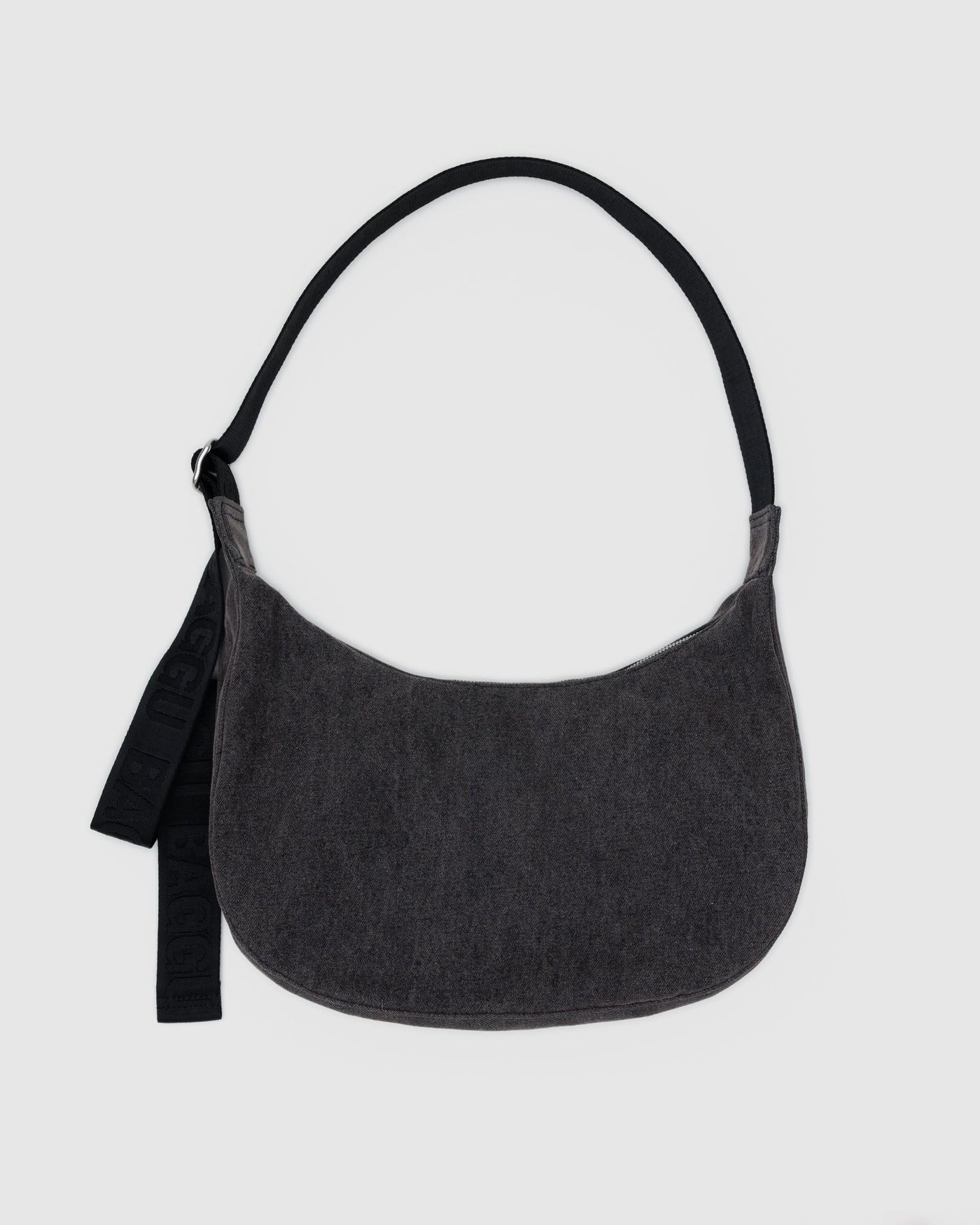 Medium Denim Crescent Bag - Washed Black Denim - On The Go