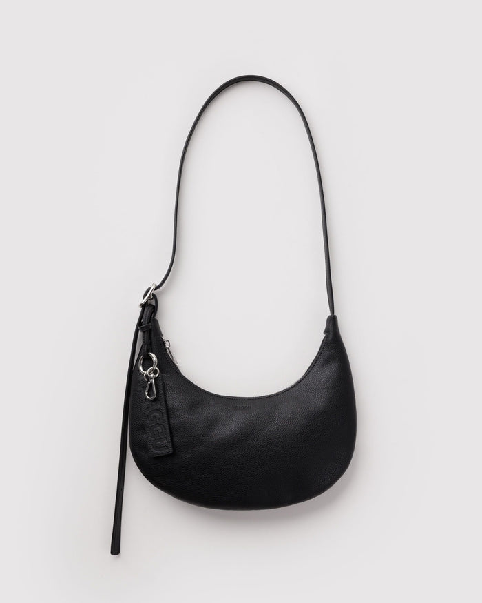 Small Recycled Leather Flat Crescent - Black / OS
