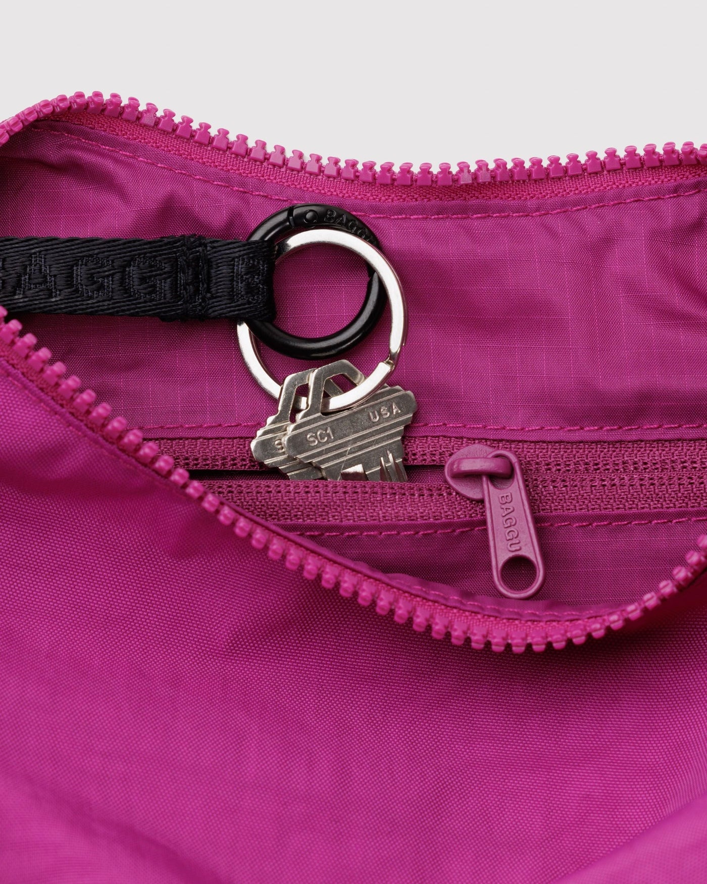 Small Nylon Crescent Bag - Deep Fuchsia