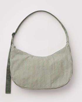 Large Nylon Crescent Bag - Sage Stripe - Everyday Pick