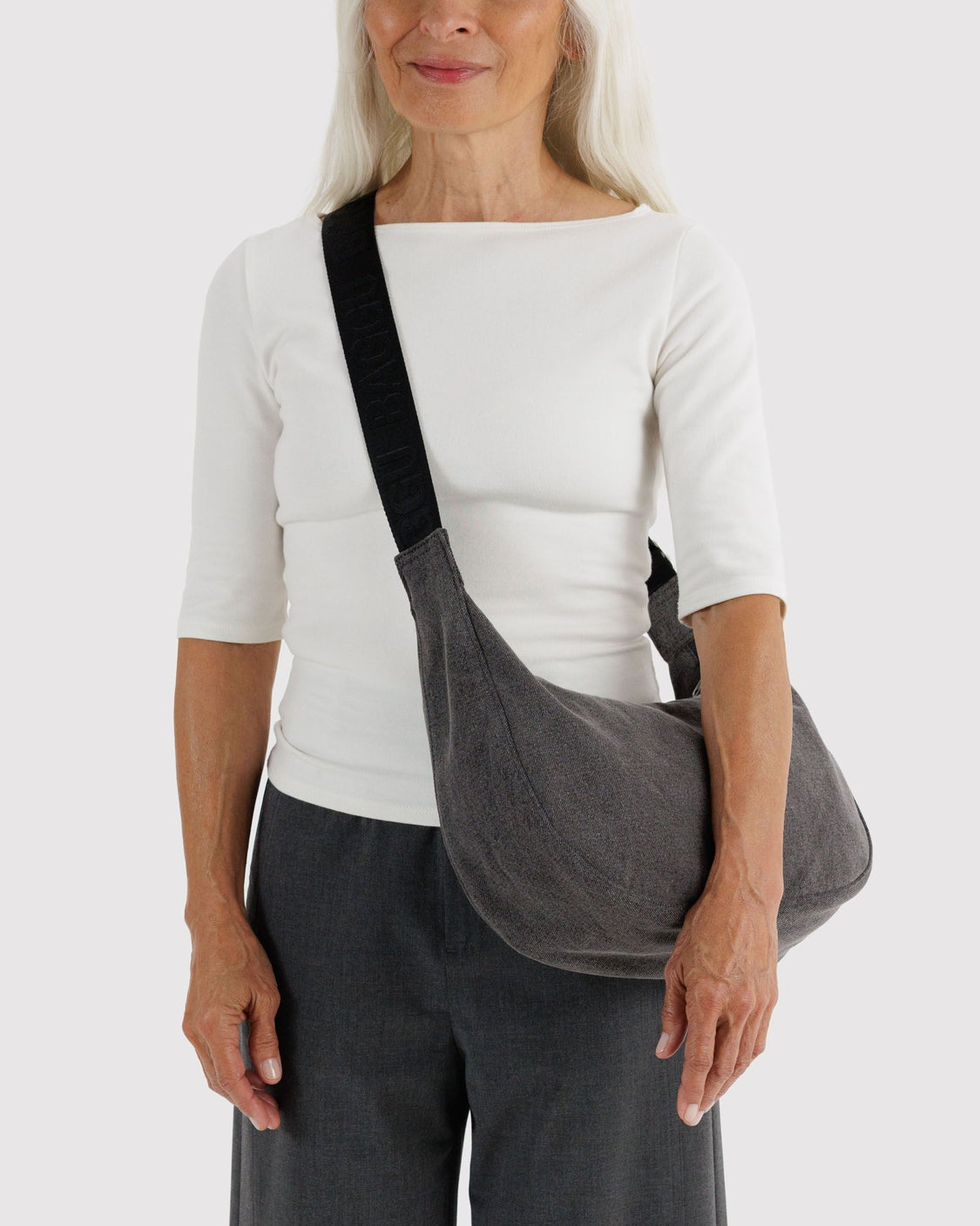 Medium Denim Crescent Bag