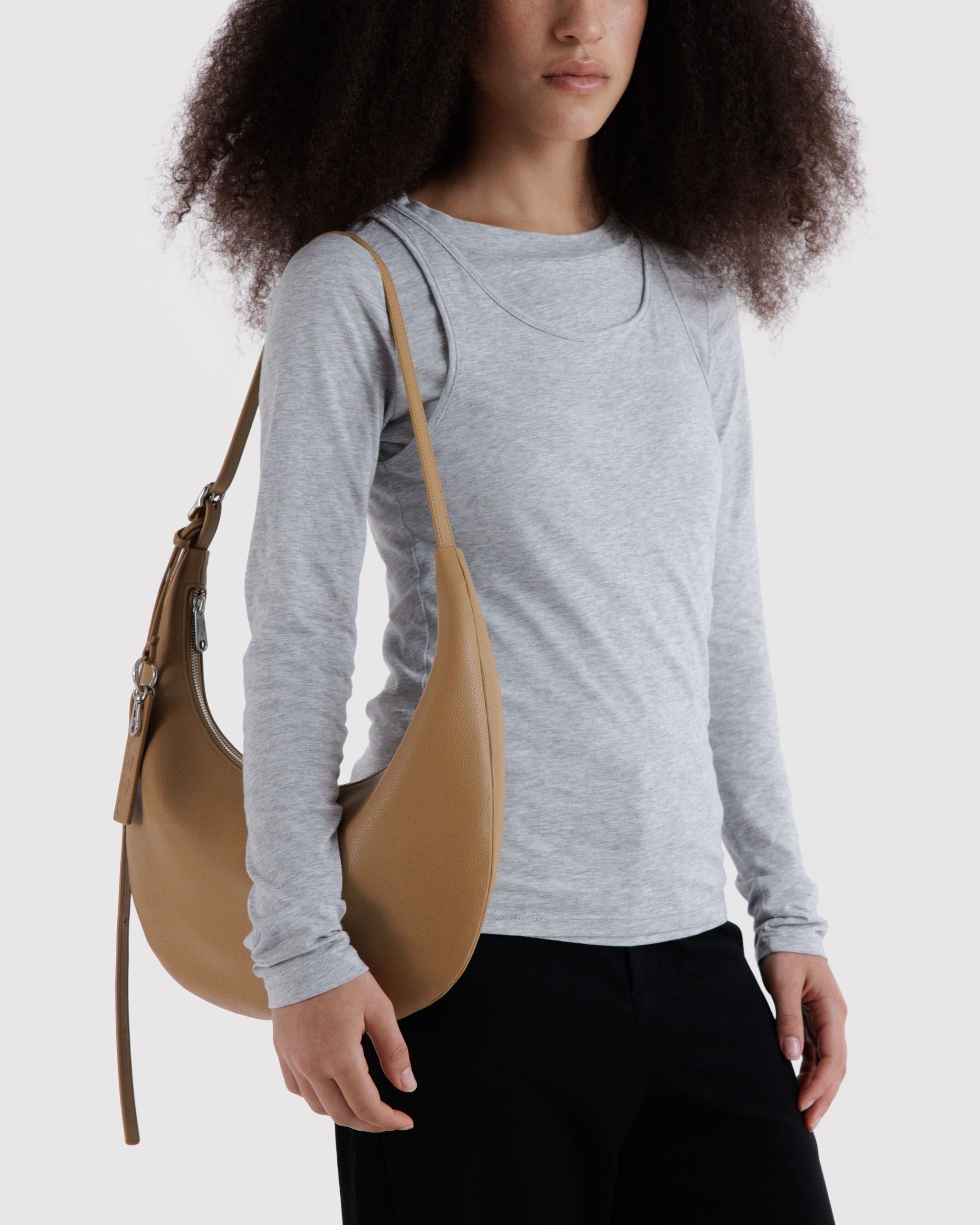 Medium Recycled Leather Flat Crescent