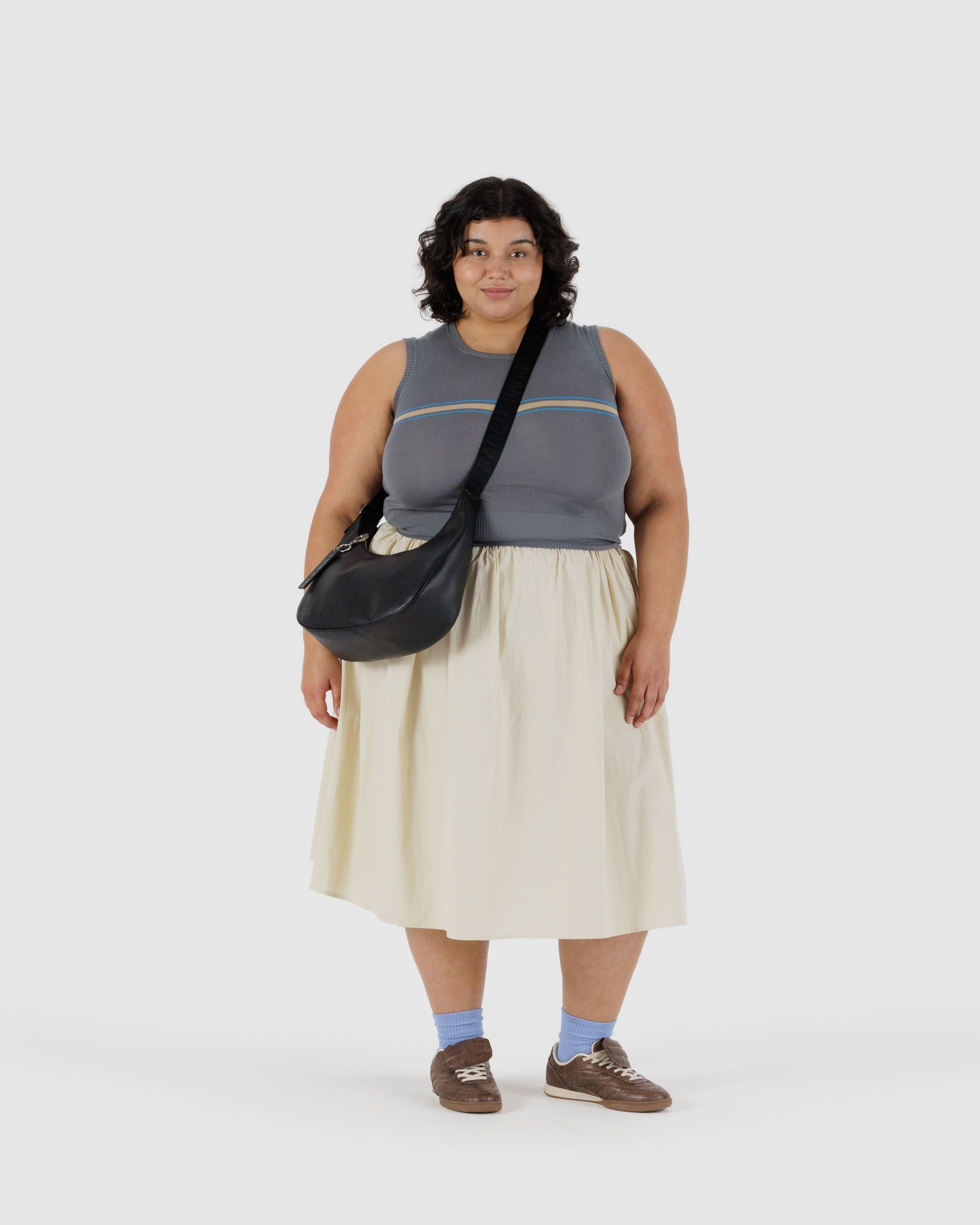 Medium Recycled Leather Crescent Bag