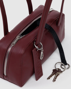 Recycled Leather Bowler Bag - Mahogany