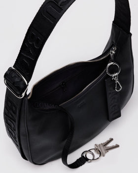 Small Recycled Leather Crescent Bag