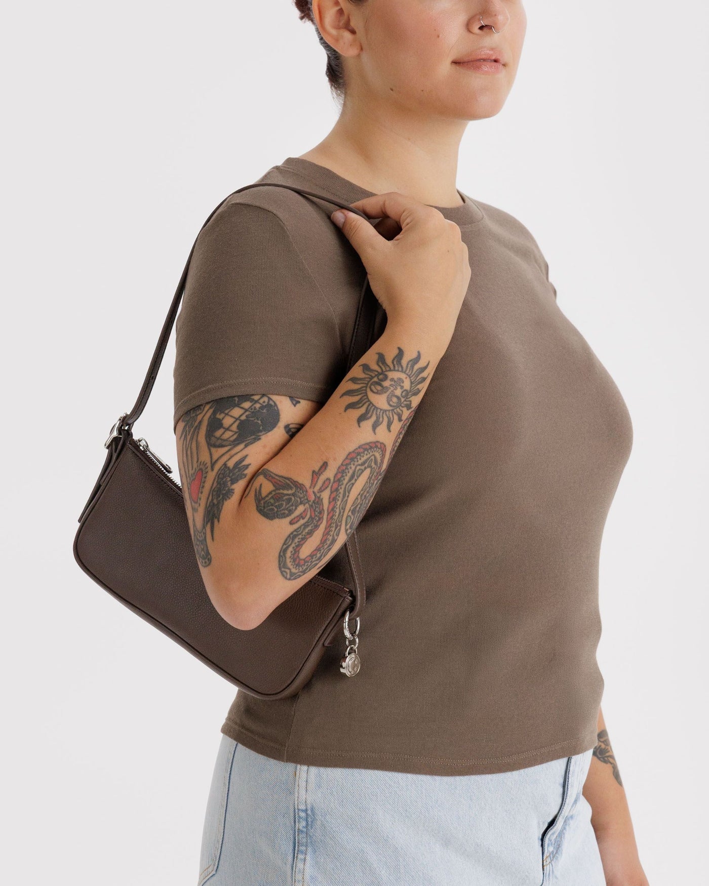 Recycled Leather Pochette - Brown