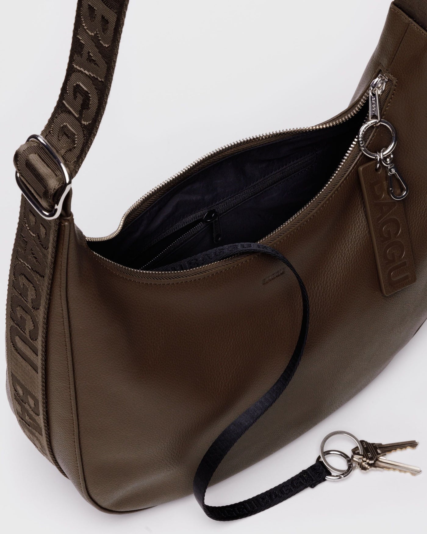 Medium Recycled Leather Crescent Bag - Brown - Fresh Volume